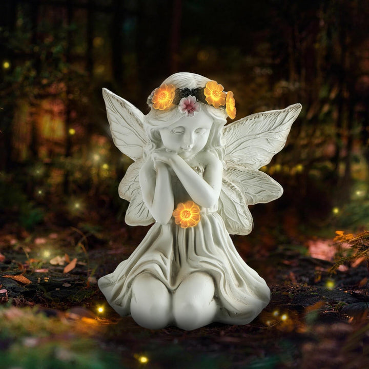 Solar Engel Gartenfiguren mit LED-Licht, Gebetsengel Solarleuchte,Herbstdeko Outdoor, Gartendeko Fig