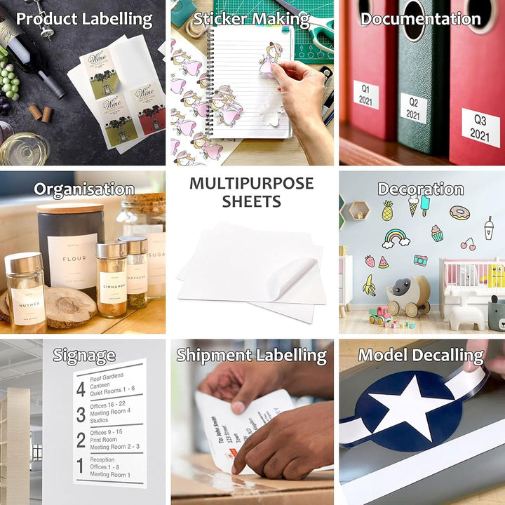 Evergreen Goods 2x 20 Blatt glänzendes weisses Vinyl | A4 selbstklebend | Inkjet &amp; Laser bedruckbar