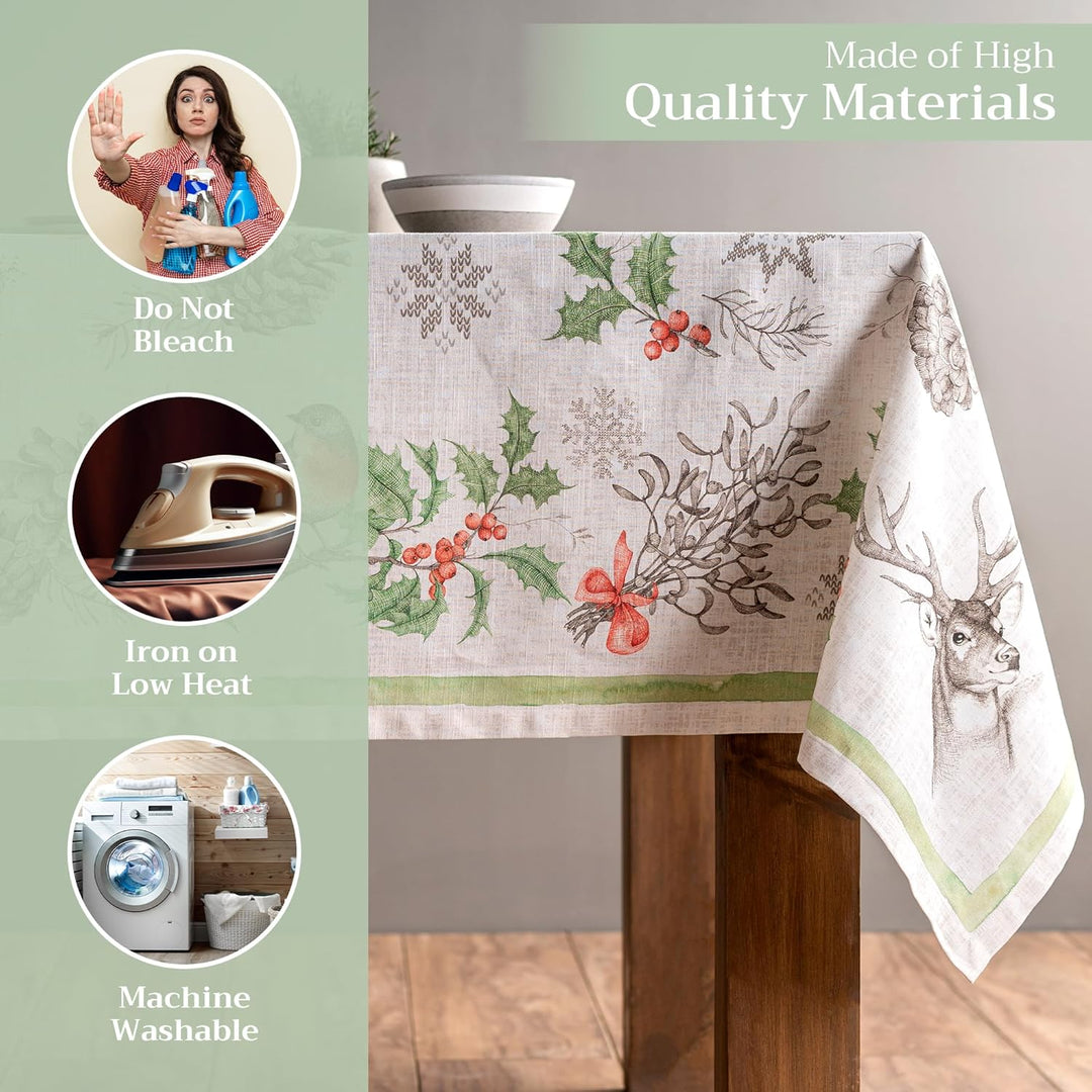 Maison d' Hermine Christmas Dew 100% Baumwolle Tischdecke für Küche | Abendessen | Tischplatte | Dek