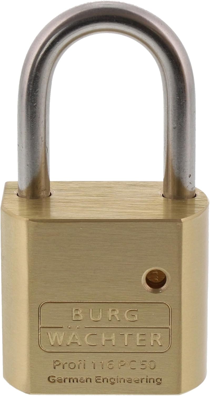 Burg Wächter Vorhangschlosskorpus ohne Zylinder, 116 PC 50 Niro, Bügelstärke: 8 mm, Messing