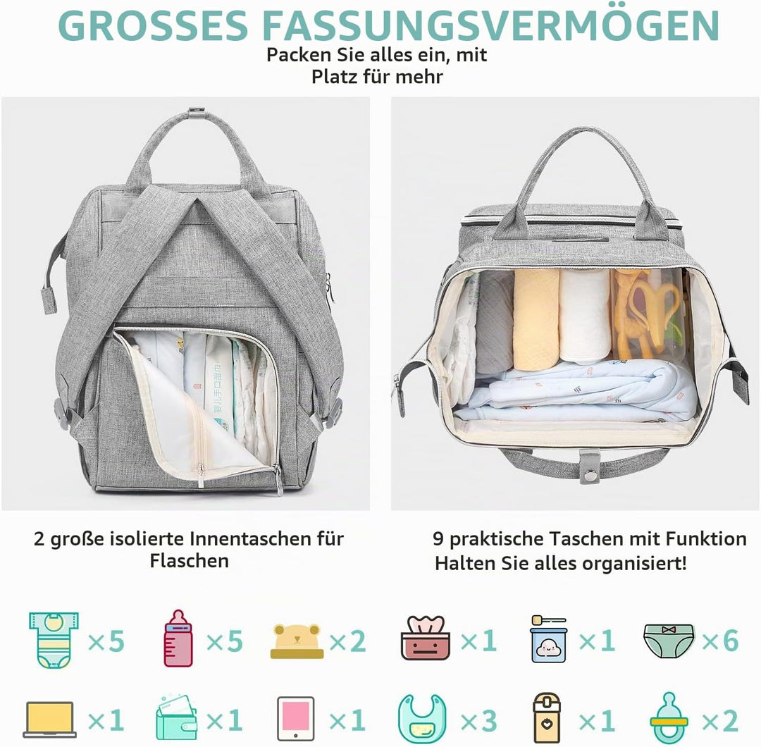 Viedouce Baby Wickelrucksack Wickeltasche Babytasche,Wasserdicht Oxford Grosse Kapazität für ausgehe