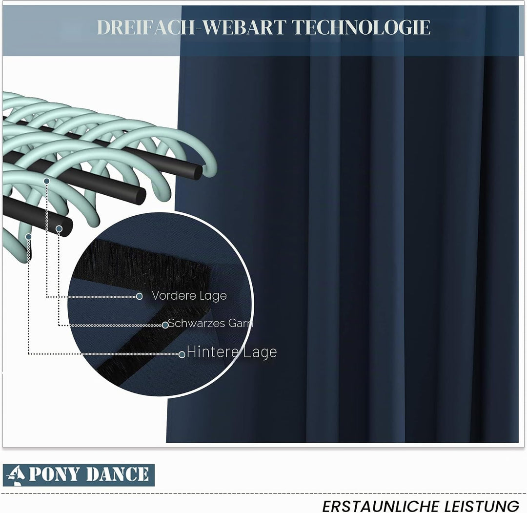 PONY DANCE Verdunklungsvorhänge mit Ösen 1er Set H 260 x B 140 cm Thermogardinen Wohnzimmer Extra La