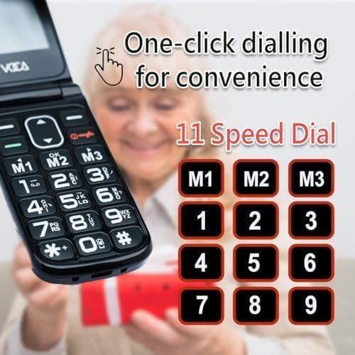 VOCA Klapphandy mit grossen Tasten für Senioren | Entsperrtes 4G LTE | Hohe Lautstärke | SOS-Taste |