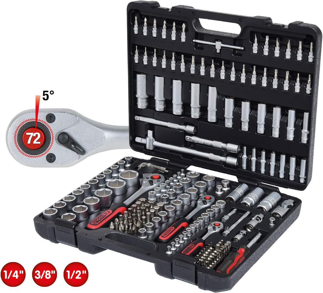 KS 5034868 Tools 503.4868 GEARplus Gelenk-Ratschenringmaulschlüssel-Satz, 18-tlg. & 917.0779 1/4 Zol