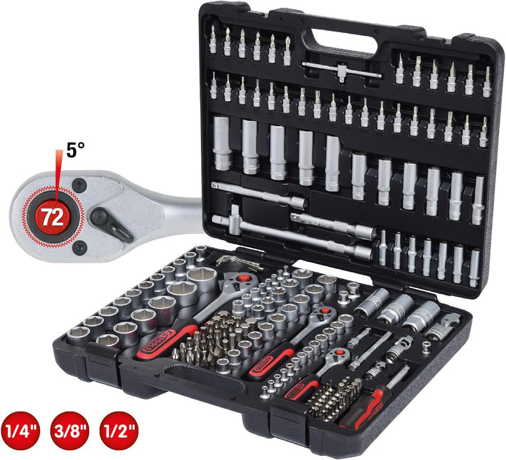 KS 5034868 Tools 503.4868 GEARplus Gelenk-Ratschenringmaulschlüssel-Satz, 18-tlg. & 917.0779 1/4 Zol