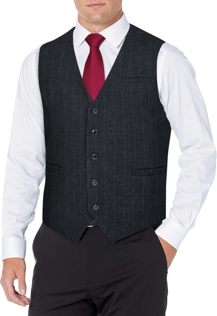 HISDERN Karierte Weste Herren Formale Klassische Weste Baumwolle Hochzeit Hahnentritt Anzugweste XS