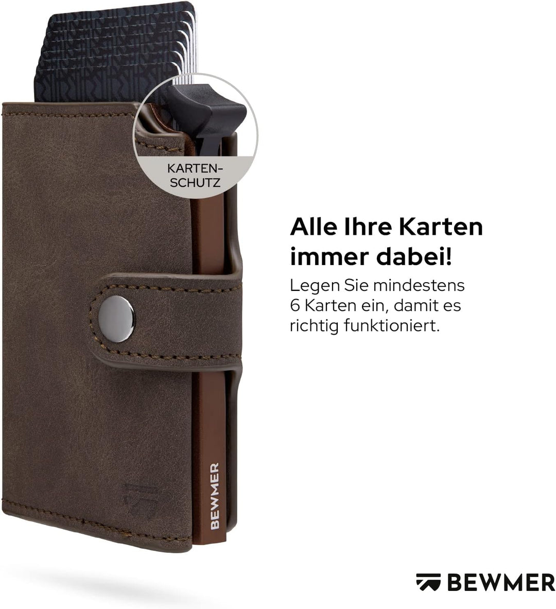 BEWMER 2 Shielded | Herren und Damen Slim Wallet mit RFID-Schutz Anti-Cloning | Kartenetui mit Münzf