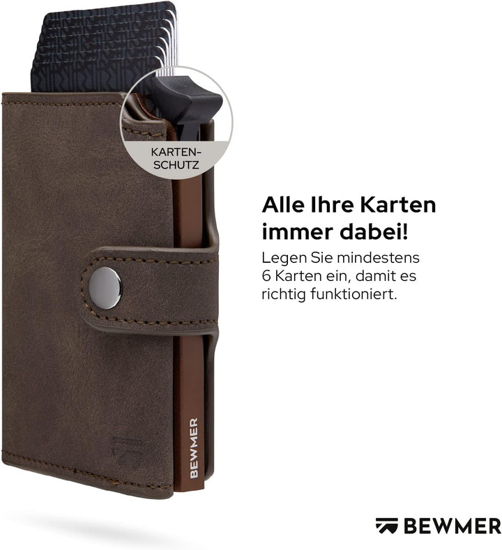 BEWMER 2 Shielded | Herren und Damen Slim Wallet mit RFID-Schutz Anti-Cloning | Kartenetui mit Münzf