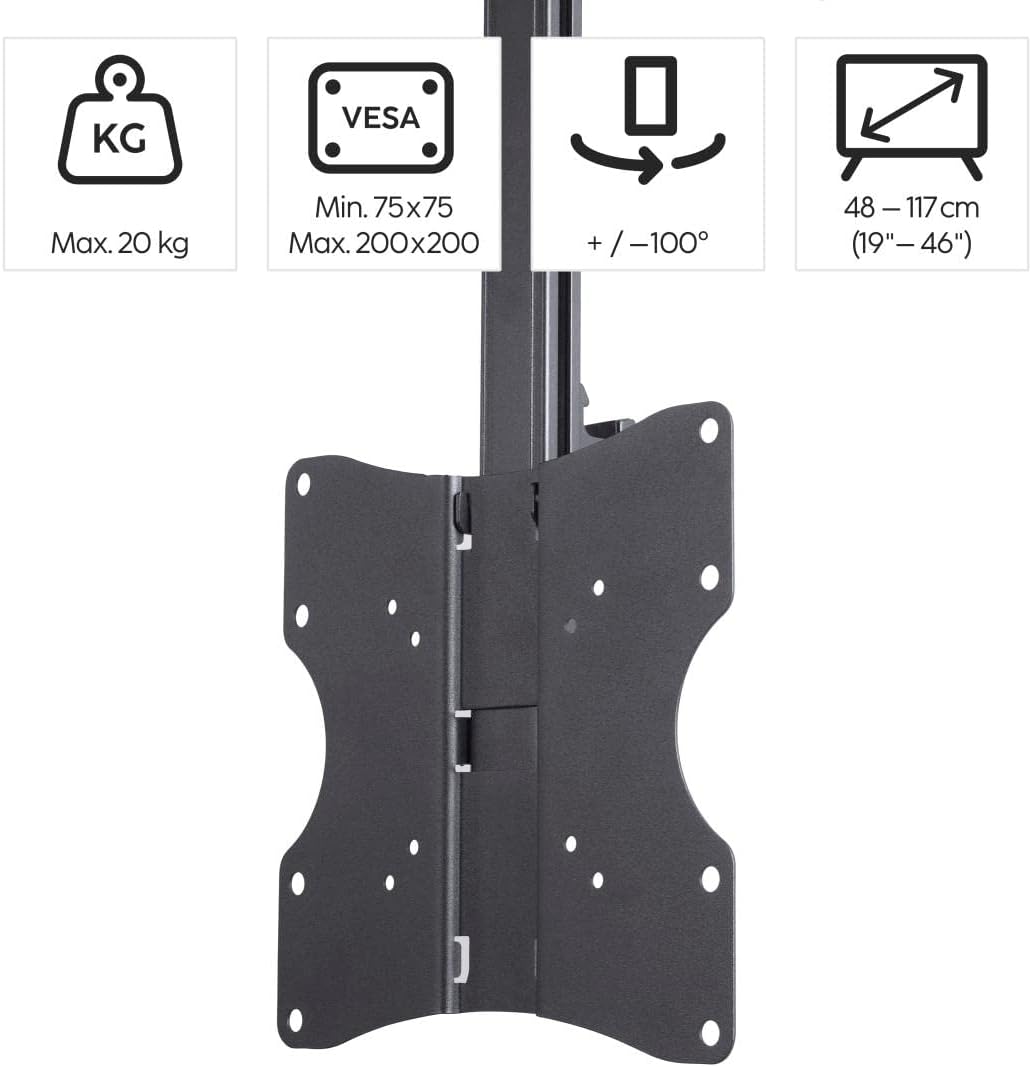 Hama Deckenhalterung für Fernseher 46 Zoll bis 19 Zoll (TV Deckenhalterung bis 20kg, Deckenhalterung