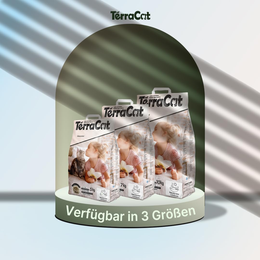 TerraCat katzenstreu, 12.5L - 10Kg Cat Litter, 100% Natürlicher Griechischer Bentonit Katzenstreu Kl