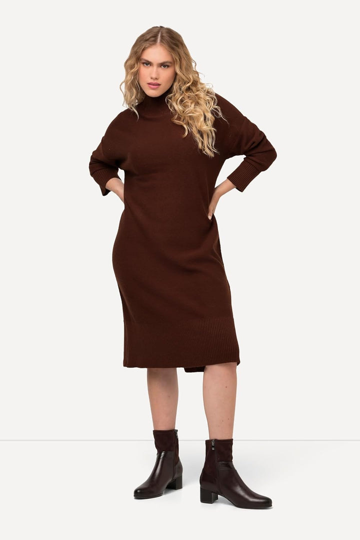 Ulla Popken Damen Strickkleid mit Stehkragen Kleider, 42-44 Grosse Grössen