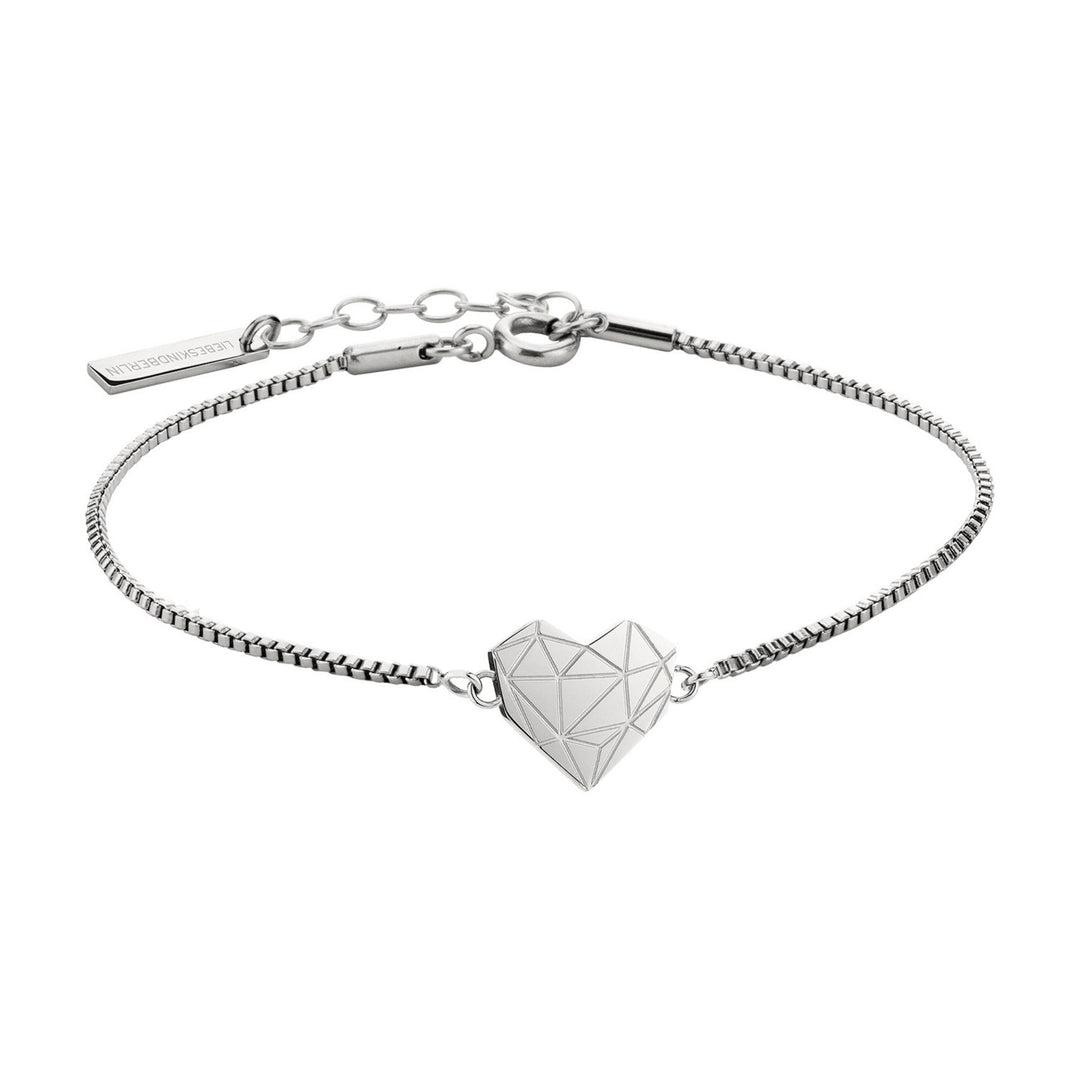 LIEBESKIND Damen Armband Herz Edelstahl Silber 20 cm, Silber