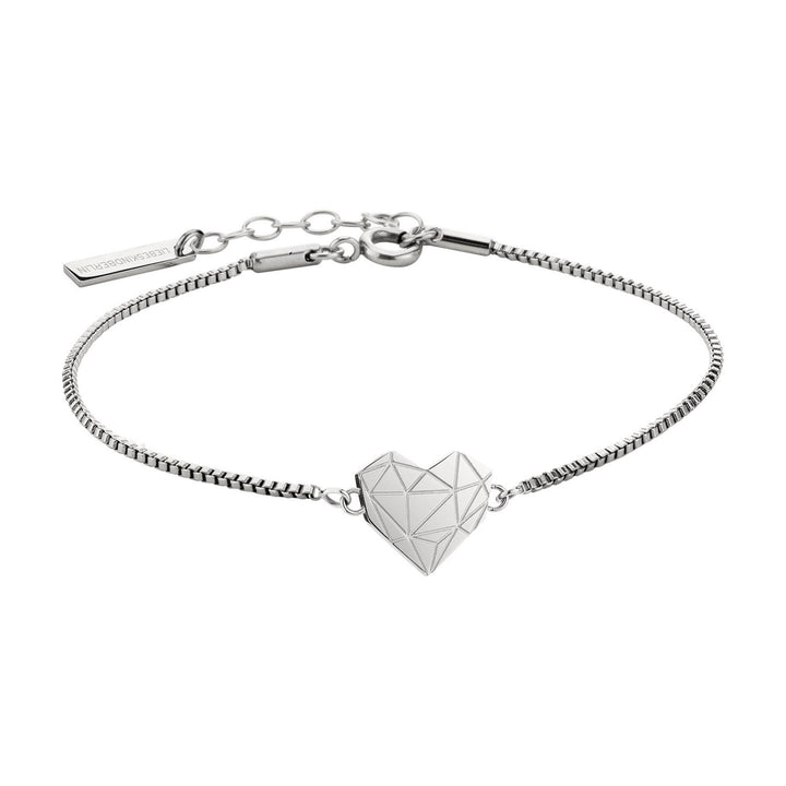 LIEBESKIND Damen Armband Herz Edelstahl Silber 20 cm, Silber