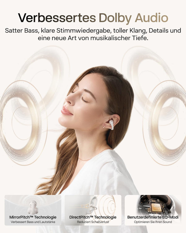 SHOKZ OpenDots 2 Open-Ear Clip-On Earbuds, verbessertes Dolby Audio mit Deep Bass, 40 Std. Laufzeit,