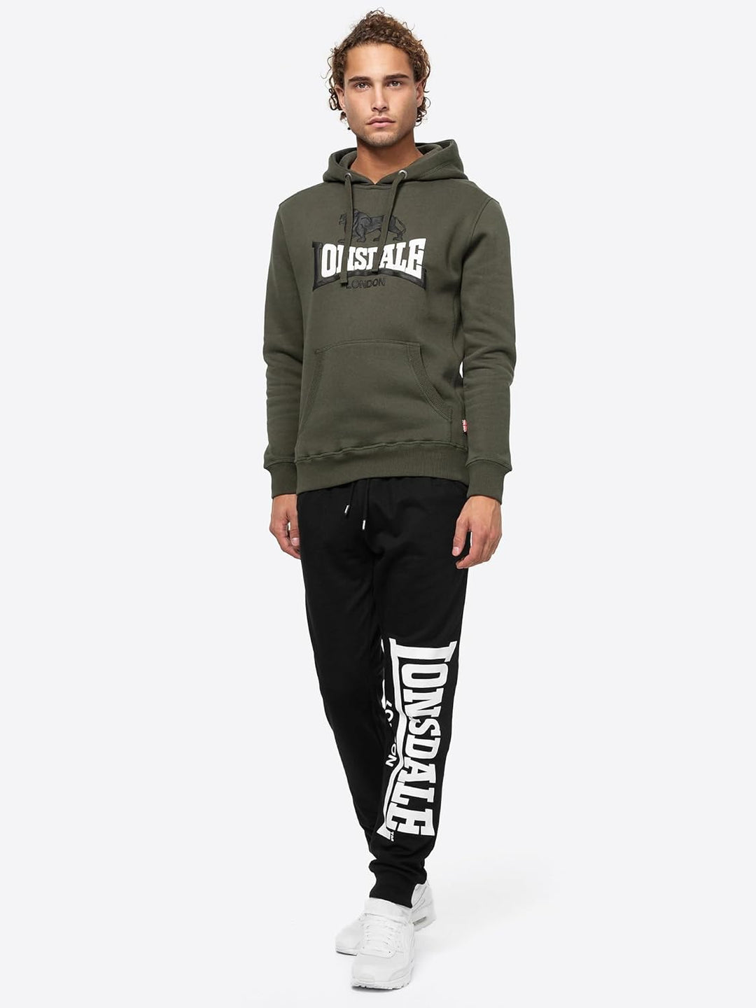 Lonsdale Herren Sleeve Hooded Sweatshirt S Olive/Black/White, S Olive/Black/White