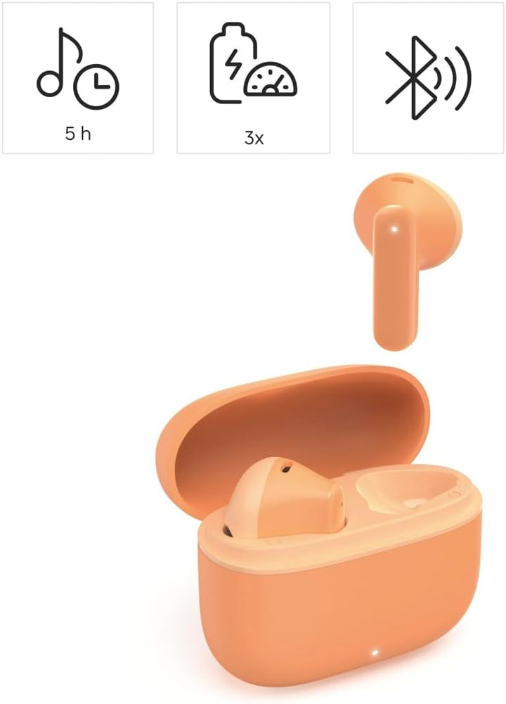 Hama TWS Bluetooth Kopfhörer kabellos Freedom Light II, Mikrofon, 20h | Earbuds orange, Bluetooth 5.