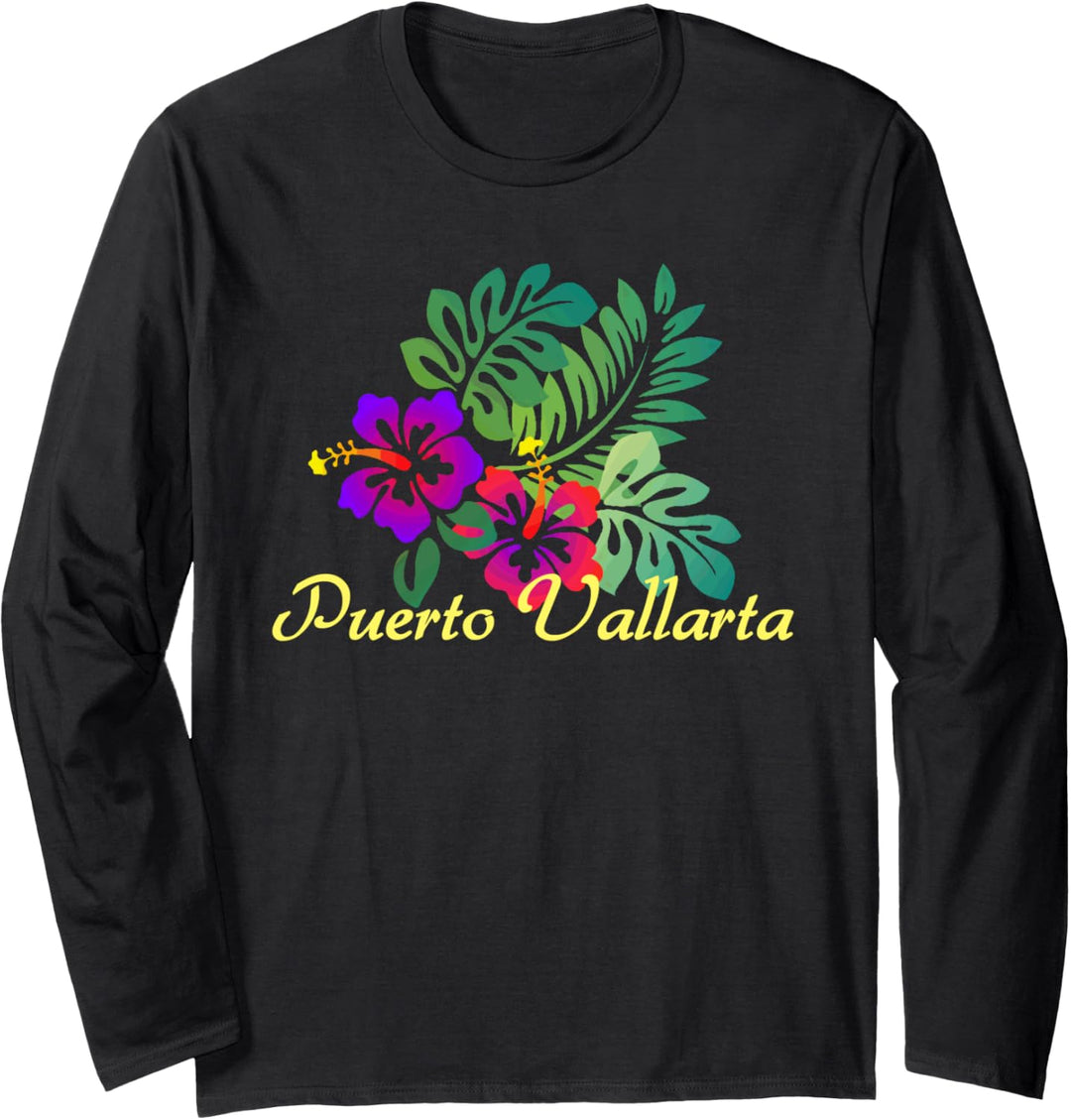 Puerto Vallarta Beach Tropical Flower Surf Vacay Langarmshirt