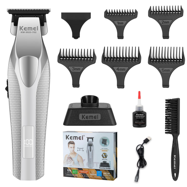 KEMEI 3023-702 Haar- und Bartschneider für Männer, 9000 U/min Zero-Gapped-Trimmer für Friseure mit V