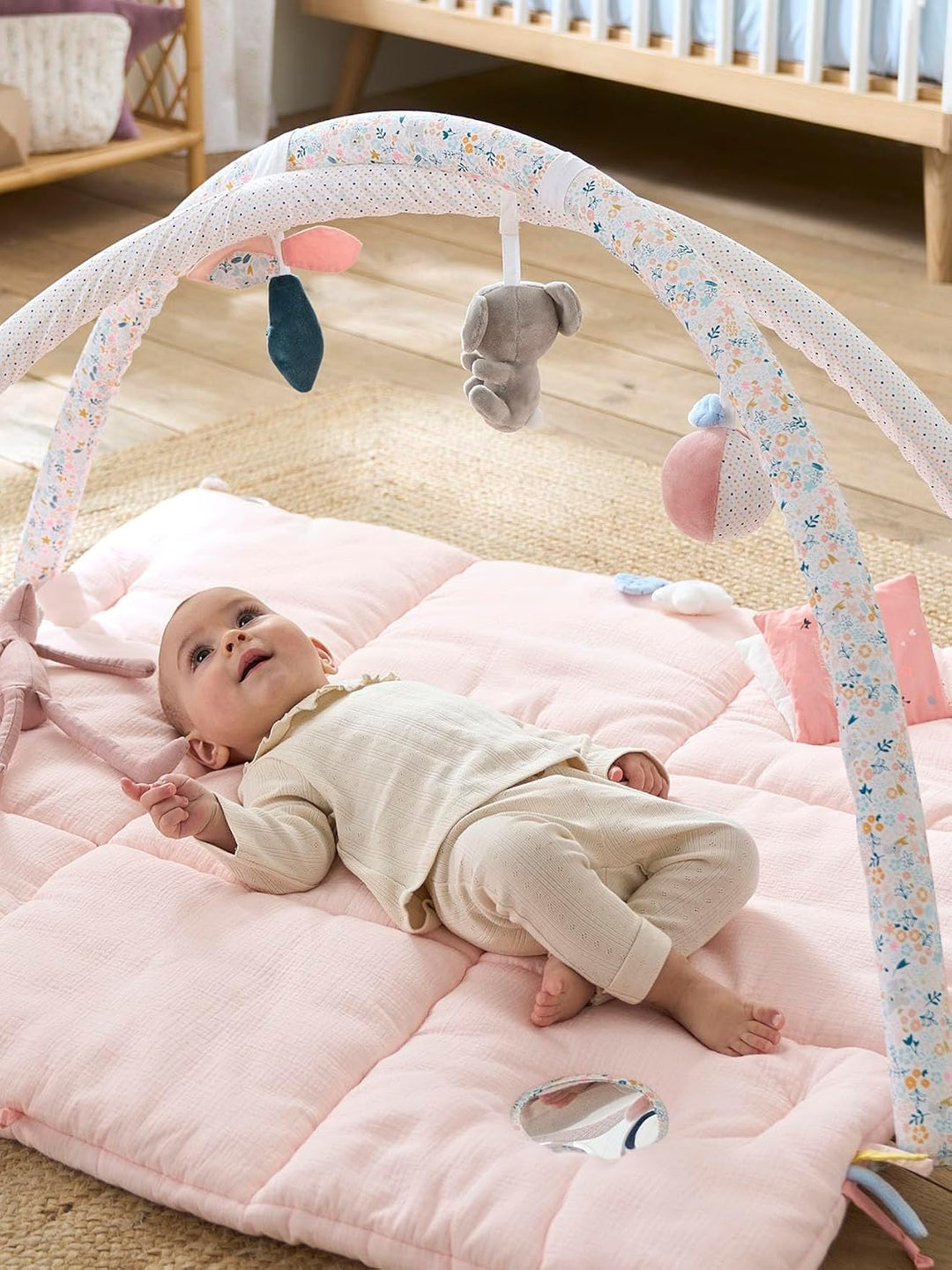 Vertbaudet Activity-Decke mit Spielbögen,Kleiner Löwe, Tansania rosa/Koala ONE Size Rosa/Koala Einhe