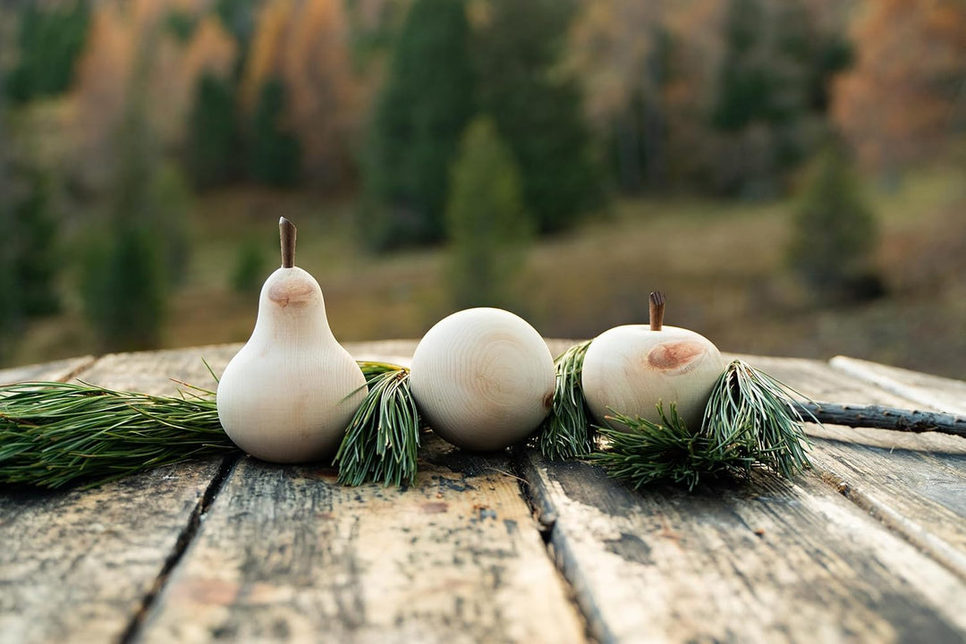 Zirbenfreunde-Set: Zirbenapfel + Zirbenbirne + Zirbenkugel, je 7cm