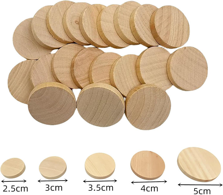 100 runde Naturscheiben in Weiss, unvollendete Kreise, Holzschmuck für Bastelarbeiten (3,5 cm) 3,5 c