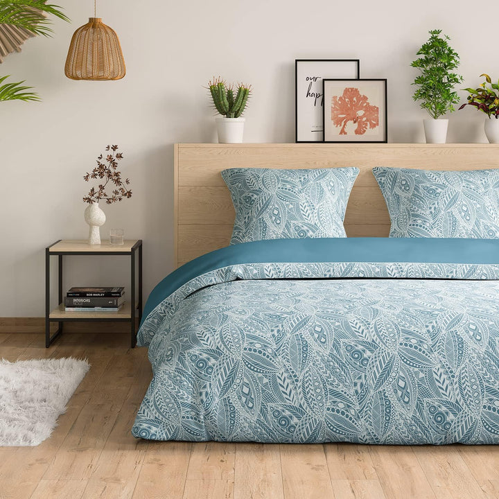 AmeliaHome 3tlg Bettwäsche 200x200 cm mit 2 Kissenbezügen 80x80 cm 100% Baumwolle Reissverschluss Av