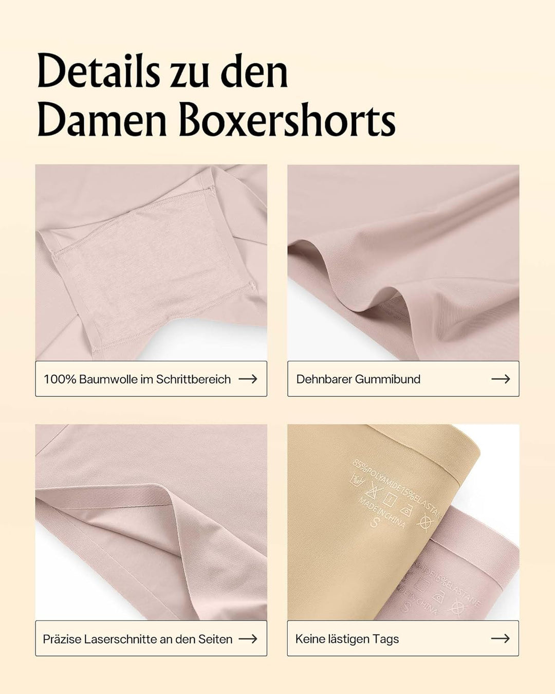 SHARICCA Boxershorts Damen Nahtlos Shorts Radlerhose Unterhose Hotpants Kurze Hose Hohe Taille Boxer