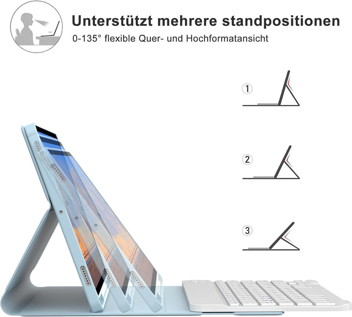 IVEOPPE Tastatur für Samsung Galaxy Tab S9 FE 10.9"/S9 11", Hülle mit Tastatur für Samsung Tab S9/S9