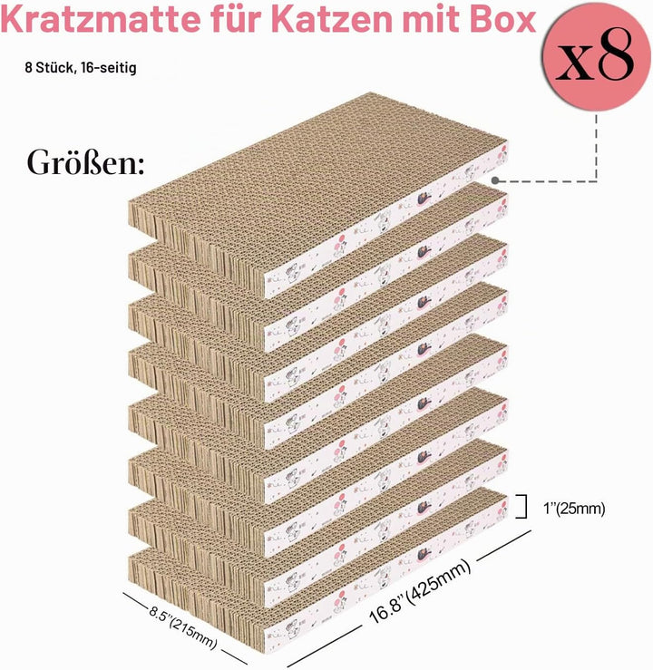 8 Packungen in 1 Katzenkratzkissen, Katzenkratzer aus Karton, wendbar, langlebig, recycelbar, Premiu