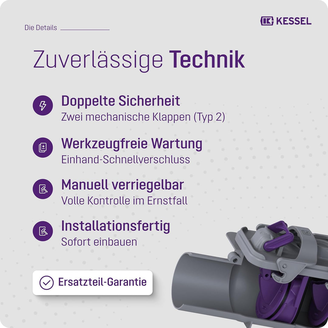 Kessel 73070 Rückstauverschluss Staufix für Abwasser, DN 70