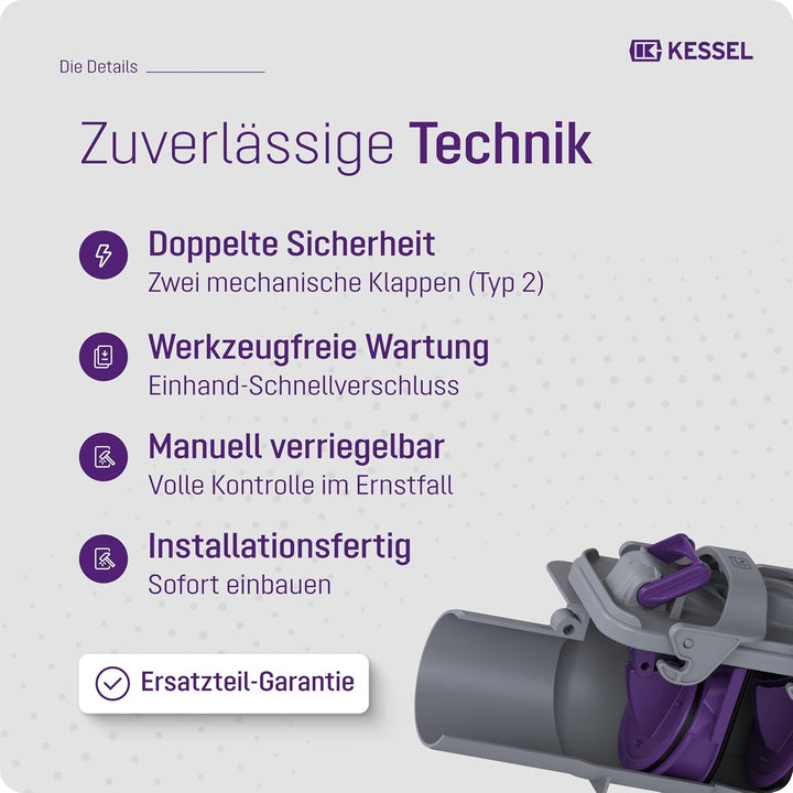 Kessel 73070 Rückstauverschluss Staufix für Abwasser, DN 70