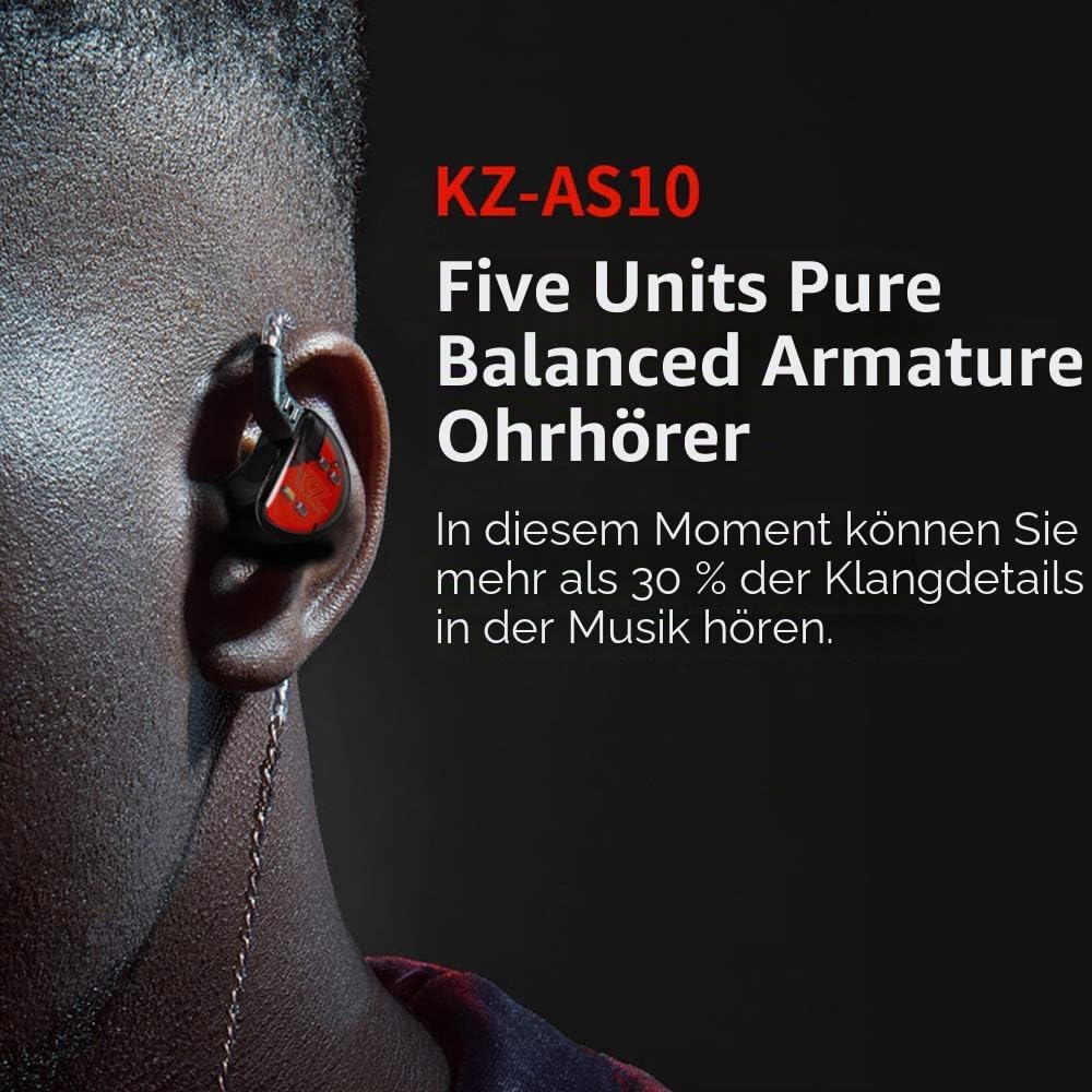 KZ LINSOUL AS10 5BA HiFi Stereo In-Ear Kopfhörer - Hochauflösender Kopfhörer mit abnehmbaren 0,75 mm