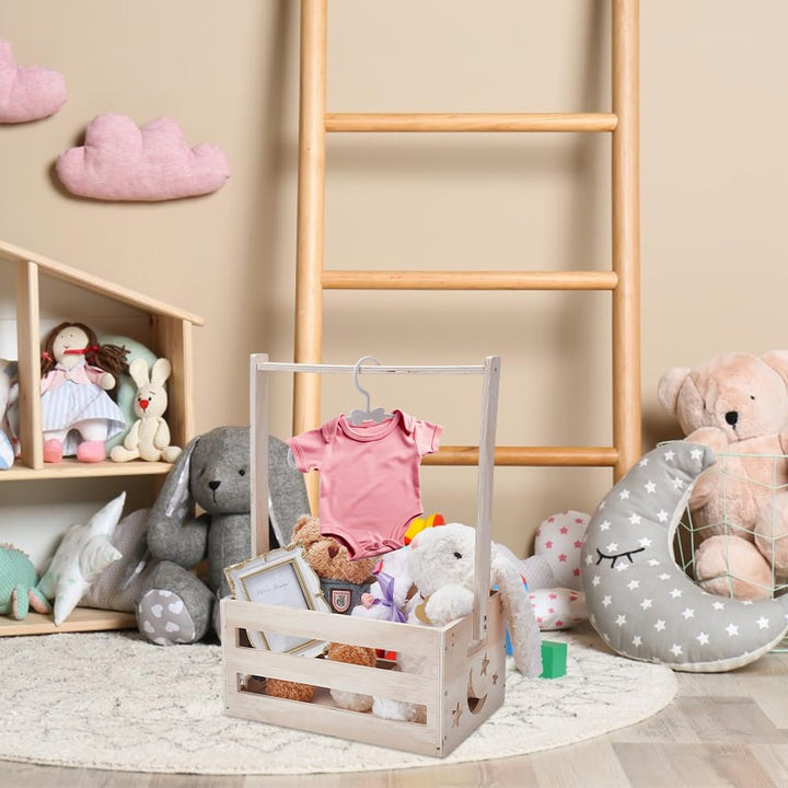 UNICRAFTALE Holz Baby Geschenk Korb mit Griff Kinder Kleiderbügel Aufbewahrungskorb Holzkiste für Ba
