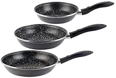 MAGEFESA K2 Gransasso Set mit 3 Bratpfannen (18/20/24) cm aus verglastem Stahl, grau melierte Aussen