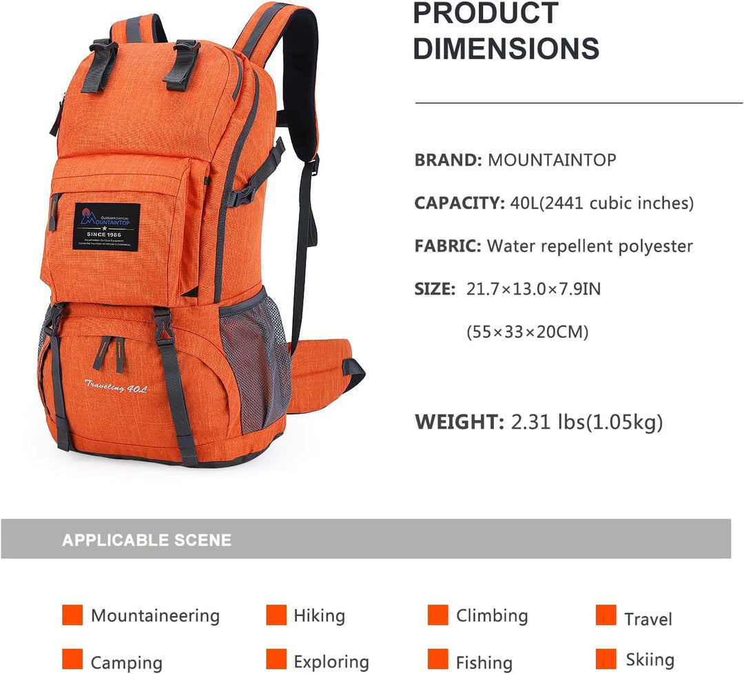 MOUNTAINTOP 40L Wanderrucksack Herren Damen Trekkingrucksack Backpacker Reiserucksack Outdoor Campin