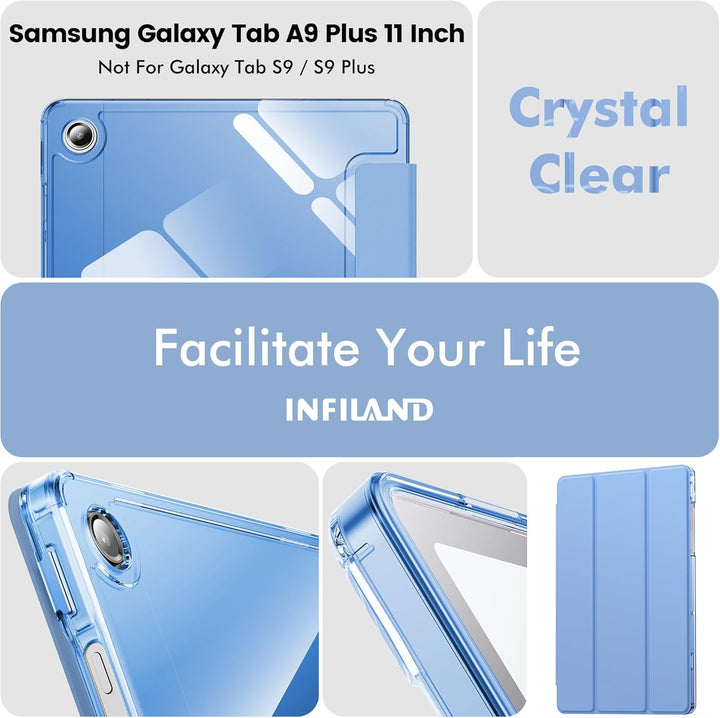 INFILAND Hülle für Samsung Galaxy Tab A11+/A9+11 Zoll (2023/2025),Schlanke Standfunktion Kristallkla
