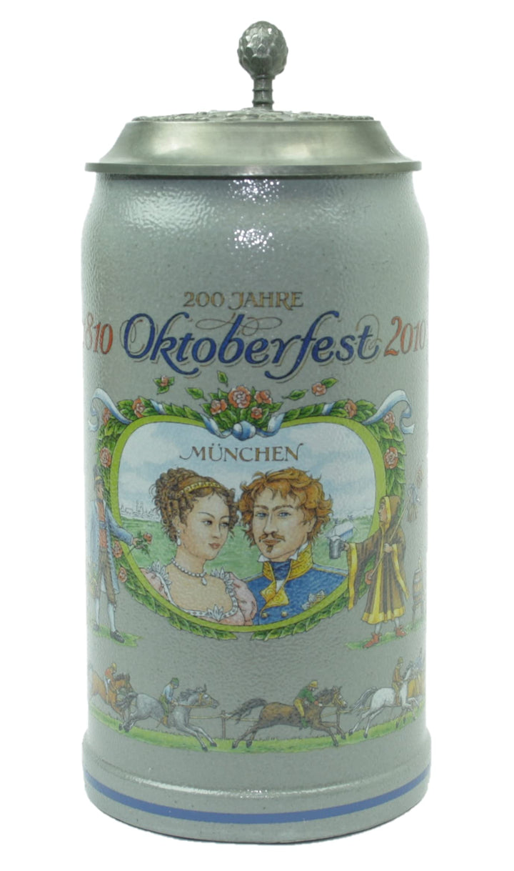 Steinfixx® - Original Oktoberfestkrug Jubiläumskrug 200 Jahre aus dem Jahr 2010 mit Zinndeckel, Zert