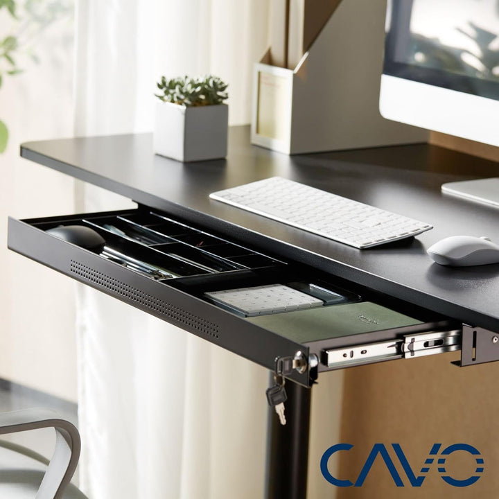 CAVO Dokumentenschublade abschliessbar aus Stahl 740 x 250 mm, inkl. Schubladeneinsatz schwarz, Schr