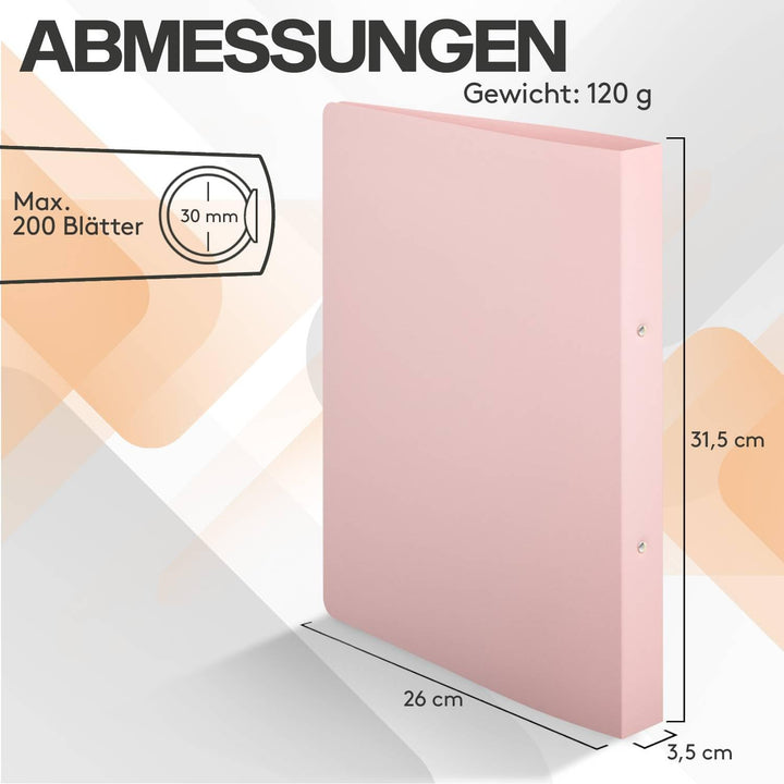 ACROPAQ - 8 x Ringbuch A4 - Ordner schmal, Pastell, Mit 2 Ringen, 4 cm Rückenbreite - Schulsachen ae