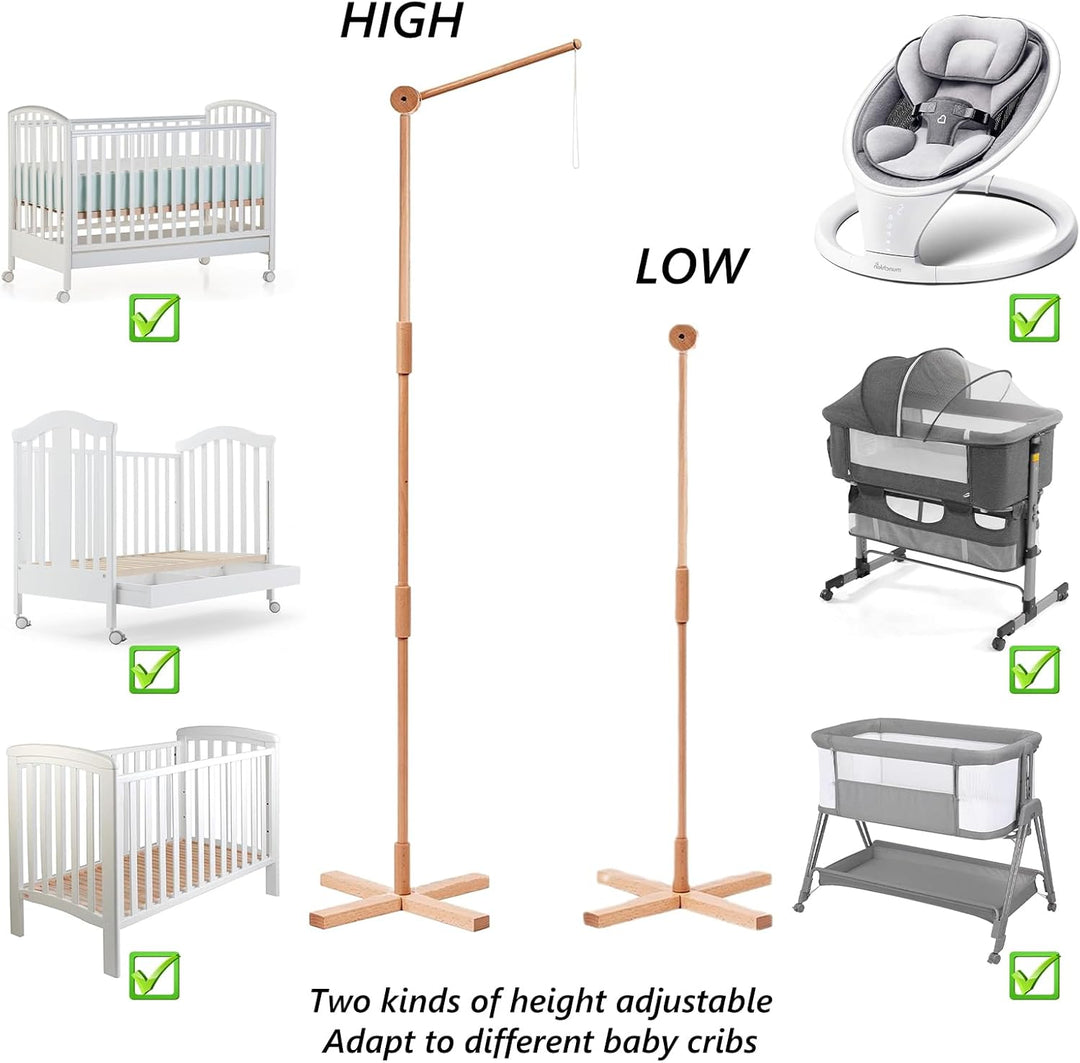 Mobile Halterung Holz, 1.6 M Minimalistisches Design Babybett Mobile Halterung, Stabile Struktur Hol