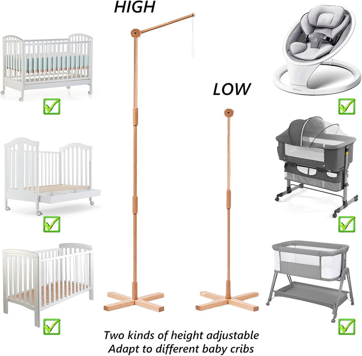 Mobile Halterung Holz, 1.6 M Minimalistisches Design Babybett Mobile Halterung, Stabile Struktur Hol