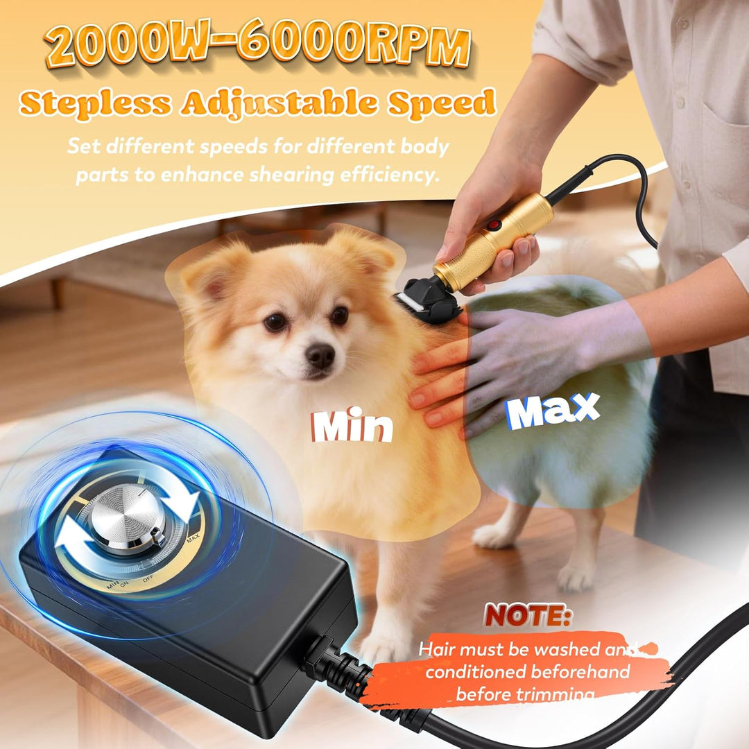 Moongiantgo 300W Hundeschermaschine, Tierhaarschneidemaschine, 2000-6000RPM Geschwindigkeitsregelung