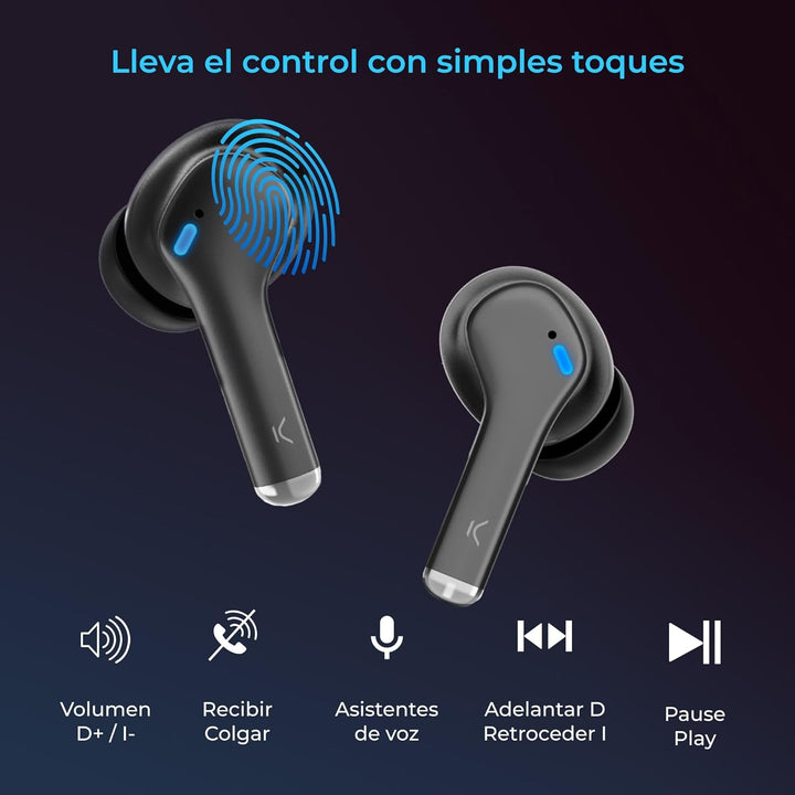 KSIX Noise Cancel 3 kabellose Bluetooth-Kopfhörer mit aktiver Geräuschunterdrückung ANC + ENC, HD-An