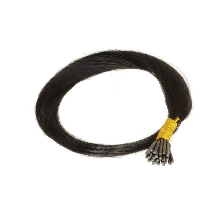 hair2heart 100 x Microring I-Tip Extensions aus Echthaar, 50cm, 0,5g Strähnen, glatt - Farbe 1 schwa