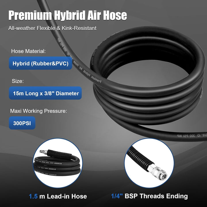 Automatik Druckluftschlauch Trommel 15 m + 1.5m, Schlauchaufroller Schlauchtrommel für Druckuft, Wan