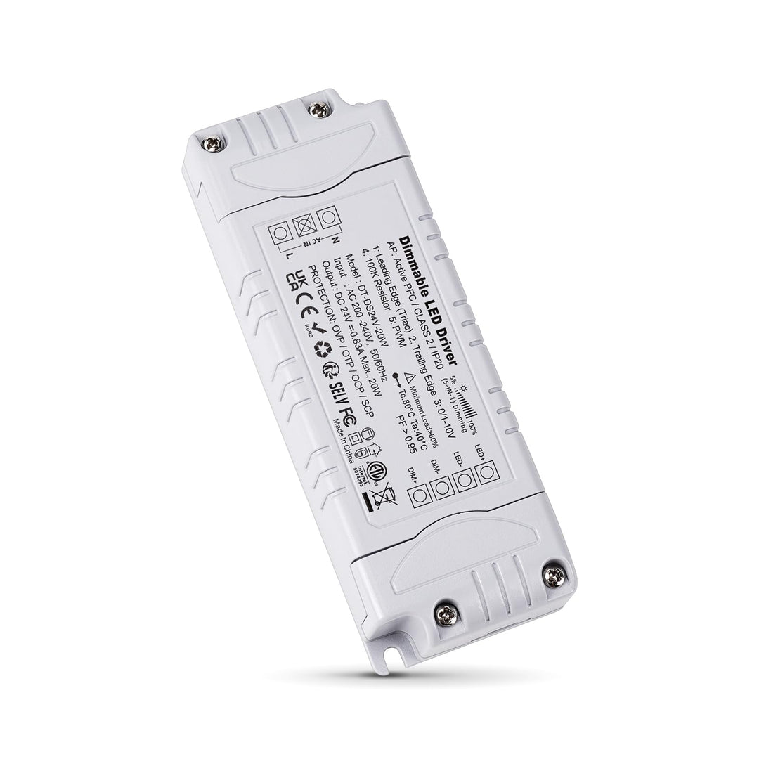 REYLAX LED Trafo 24V 20W Dimmbar Triac & 0/1-10V, 0.83A Dimmbar Netzteil 230V auf 12V DC Treiber Kon