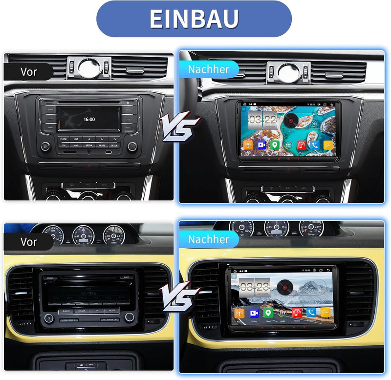 QIIKEN Autoradio mit Navi für VW T5 Golf 5 6 Polo Sharan Seat Passat Tiguän, Doppel din Radio 9" IPS