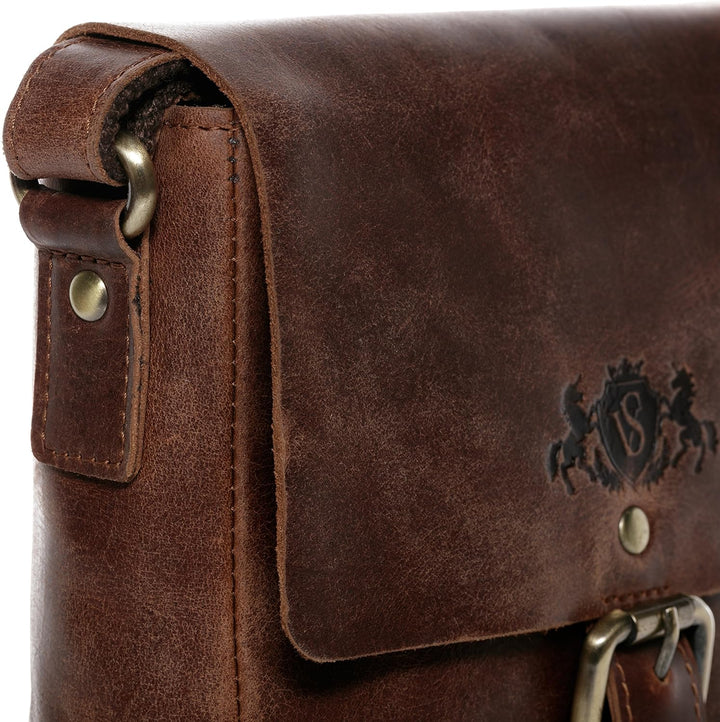 SID &amp; VAIN Umhängetasche ORLANDO aus Premium Leder I Messenger bag klein für Herren und Damen ipad Z
