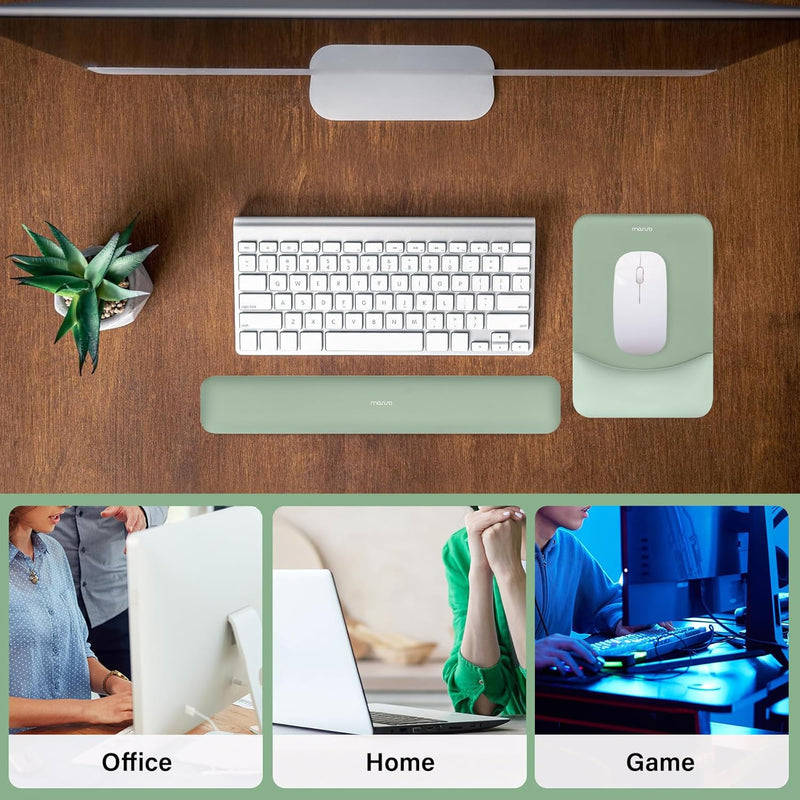MOSISO Handgelenkstütze für Mauspad&Tastatur Set, Rechteckig Ergonomisch Mauspad Rutschfest Basis Ho
