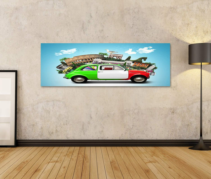 Bild Bilder auf Leinwand Italien Attraktionen Italien und Retro italienisches Auto Wandbild Poster L